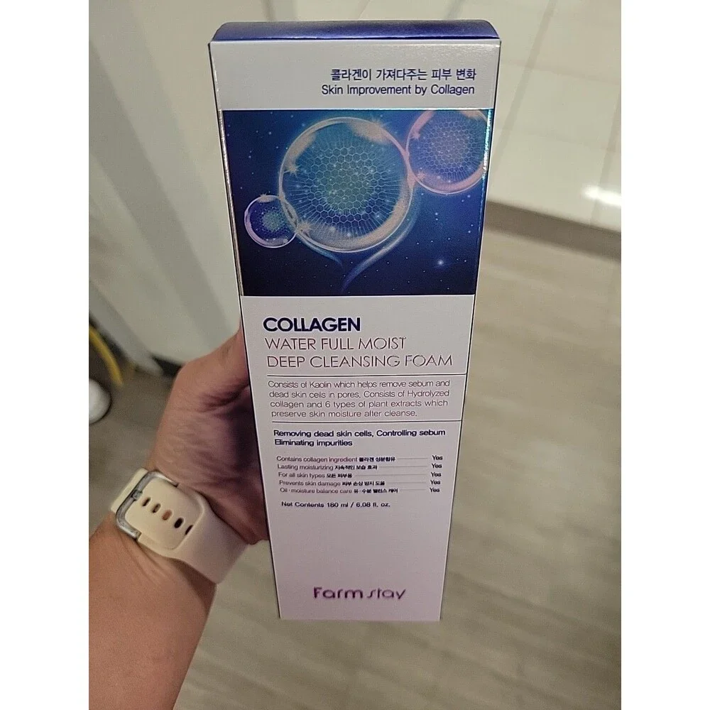 FARM STAY Collagen Water Full Moist Deep Cleansing Foam - 180ml/ 6 oz